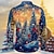 preiswerte Weihnachtsmann-Outfit-Weihnachtshemden für Herren mit Weihnachtsmann-Aufdruck, Weihnachtsmann, lässig, mit Knopfleiste, lange Ärmel, Party, Abend, Alltag, Herbst, Winter, Frühling&amp;amp;Sommerkragen mit Knopfleiste,