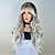 economico Parrucche trendy sintetiche-parrucche lunghe ondulate con frangia a tendina per donne parrucca sintetica riccia parrucche in fibra resistente al calore per cosplay quotidiano