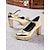 abordables Semi-formel-Escarpins Mary Jane à talons carrés et paillettes dorées pour femmes – chaussures de soirée à plateforme scintillantes pour mariages et événements officiels