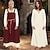 baratos Vestir-Retro Vintage Medieval Renascentista Até o Tornozelo Overdress Vestido Túnica Normal Viking Tubinho Decote V Fantasia Mulheres Viking Dia Das Bruxas Carnaval LARP Ren Faire Adulto Vestido Avental