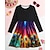 tanie Sukienka 3D Shining Vision-Dziewczyny &#039; 3D Graficzny Paw Sukienka Długi rękaw Lato Wiosna Urlop Codzienny Święto Księżniczka Piękny Słodkie Dzieci 4-12 lat Codzienne sukienki Sukienka A line Do kolan Regularny