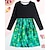 abordables Vestido con visión brillante en 3D-Girls &#039; 3D Graphic Pavo real Vestido Manga Larga Verano Primavera Vacaciones Diario Festivos Princesa Hermosa Dulce Niños 4-12 años Vestido informal Vestido de una línea Hasta la Rodilla Ajuste