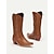 baratos Cowboy &amp; Western Boots-Mulheres Botas Botas Cowboy Tamanhos Grandes Ao ar livre Trabalho Diário Botas da panturrilha Tachas Cadarço Salto de bloco Salto Robusto Dedo Apontado Elegante Moda Clássico Couro Ecológico Mocassim