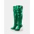 abordables Bottes à la mode-bottes à talons aiguilles vert métallisé pour femmes avec bout pointu, bottes sexy à talons hauts au-dessus du genou pour les fêtes et les événements de mode