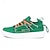 preiswerte Lässige Sneakers-Grüne High-Top-Sneaker für Herren mit mehrfarbigen Schnürsenkeln und Klettverschluss – stylische Casual-Sportschuhe für Streetwear und den Alltag