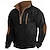 baratos Camiseta de malha waffle-Homens Camisa Waffle T-shirt Camisa de manga longa Manga Longa Quarter Zip Primavera &amp; Outono Estações Cruzadas Retalhos Diário Casual Estilo de rua Patchwork Zíper Ao ar livre Rua Casual Preto Azul