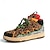 economico Sneakers da uomo-sneakers alte da uomo con stampa leopardata – motivo animalier alla moda con lacci colorati, scarpe casual da strada per la moda urbana