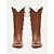 baratos Cowboy &amp; Western Boots-Mulheres Botas Botas Cowboy Tamanhos Grandes Ao ar livre Trabalho Diário Botas da panturrilha Tachas Cadarço Salto de bloco Salto Robusto Dedo Apontado Elegante Moda Clássico Couro Ecológico Mocassim