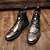 billiga Stövlar-handmålade brogue stövlar för män med snörning, ovandel i konstläder och robust sula – snygga vintage skor