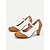 preiswerte 1950er Jahre-Zweifarbige Mary-Jane-Pumps im Vintage-Stil für Damen mit Brogue-Details – Retro-Schuhe mit Blockabsatz für Partys und formelle Anlässe
