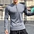 cheap Running Tee &amp; Tank Tops-Men&#039;s Athletic Shirt Gym Shirt Fitness Shirt Padded Compression Shirt Quarter Zip Long Sleeve Jersey Casual Athleisure Fall Solid Colored Spandex Quick Dry Soft Breathable Gym Workout Walking Jogging