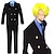 voordelige Anime kostuums-One Piece Sanji Anime Cosplay kostuum Gemaskerd Bal Cosplay pakken Maskerade Jas Blouse Broeken Voor Voor heren Volwassenen