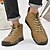 cheap Ankle Boots-Men&#039;s Brown Faux Leather High-Top Ankle Boots – Handcrafted Stitching, Lace-Up Design with Velcro Strap, Rugged Non-Slip Sole for Outdoor Wear