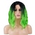 abordables Perruques de carnaval-Perruque courte ondulée bouclée verte ombrée de 14 pouces, perruque synthétique résistante à la chaleur vert citron fluo pour cosplay, perruque mi-longue avec raie au milieu pour la fête costumée