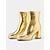 abordables Bottines-bottines métalliques dorées pour femmes – bottes tendance brillantes à talon bloc pour fêtes et occasions spéciales