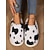 ieftine Flip-Flops de Damă-papuci de pluș cu imprimeu de vacă pentru femei - pantofi de casă de interior cu blană artificială moale cu spumă moale cu memorie pentru confort confortabil