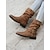 billige Slouch Boots-vintage brune slouchy ankelstøvletter for kvinner med spennestropper - perfekt for fritidsklær eller høstmote
