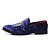 levne Neformální-pánské tmavě modré sametové mokasíny se zlatou výšivkou - elegantní slip-on boty na formální akce a večírky