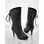 preiswerte Modische Stiefel-Schwarze Stiefel zum Schnüren und mit halbhohem Absatz für Damen – stylische Stiletto-Stiefel mit spitzer Spitze und seitlichem Schnürdetail für Herbst- und Winter-Outfits