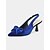 abordables Semiformal-Zapatos de tacón con tira trasera y punta en punta de terciopelo azul para mujer con lazo: elegantes tacones altos para eventos formales y fiestas