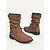 billige Slouch Boots-vintage brune slouchy ankelstøvletter for kvinner med spennestropper - perfekt for fritidsklær eller høstmote