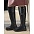 baratos Botas da moda-Botas femininas pretas de cano alto, extra largas, com fivela e zíper lateral – ajuste confortável para roupas casuais e do dia a dia