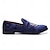 levne Neformální-pánské tmavě modré sametové mokasíny se zlatou výšivkou - elegantní slip-on boty na formální akce a večírky