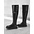baratos Botas da moda-Botas femininas pretas de cano alto, extra largas, com fivela e zíper lateral – ajuste confortável para roupas casuais e do dia a dia