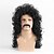 economico Parrucche da festa-Parrucche sintetiche Ondulato Con frangia A macchina Parrucca Lungo Nero Capelli sintetici Per uomo Nero