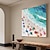 abordables Peintures paysages-Peinture à l'huile de plage 3D, peintures à l'huile côtières abstraites faites à la main sur toile, peinture de plage ensoleillée faite à la main dans les couleurs bleu et beige, peinture de vagues
