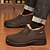 preiswerte Winter- und Schneestiefel-Schwarze warme Winter-Schlupfstiefeletten für Herren mit plüschigem Fellfutter, rutschfester Sohle und strukturiertem Stoff – bequemes Outdoor-Schuhwerk