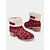 baratos Botas de neve e inverno-botas de inverno femininas com estampa de leopardo vermelho, forro de pele sintética e salto grosso – botas de neve quentes e elegantes