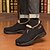preiswerte Winter- und Schneestiefel-Schwarze warme Winter-Schlupfstiefeletten für Herren mit plüschigem Fellfutter, rutschfester Sohle und strukturiertem Stoff – bequemes Outdoor-Schuhwerk