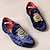 levne Neformální-pánské tmavě modré sametové mokasíny se zlatou výšivkou - elegantní slip-on boty na formální akce a večírky