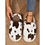 ieftine Flip-Flops de Damă-papuci de pluș cu imprimeu de vacă pentru femei - pantofi de casă de interior cu blană artificială moale cu spumă moale cu memorie pentru confort confortabil