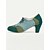 abordables Années 1950-chaussures oxford vintage à lacets en faux daim bicolore pour femmes – chaussures à talon carré vertes et bleu sarcelle d&#039;inspiration rétro pour une tenue décontractée et de bureau