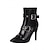 cheap Women&#039;s Boots-Women&#039;s Black Stiletto Ankle Boots with Buckle Straps and Pointed Toe - Edgy High Heel Boots for Night Out and Party Looks