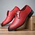 baratos Formal-sapatos sociais masculinos de couro sintético vermelho trançado – oxfords elegantes com cadarço e detalhes em couro envernizado para ocasiões formais e casuais
