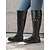 baratos Botas da moda-Botas femininas pretas de cano alto, extra largas, com fivela e zíper lateral – ajuste confortável para roupas casuais e do dia a dia