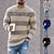 preiswerte Herrenpullover-Herren Pullover Strickpullover Gerippt Gehäkelt Stricken Standard Strick Streifen Rundhalsausschnitt Modisch Basic Freizeitskleidung Verabredung Bekleidung Herbst Winter Schwarz Blau S M L