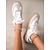 baratos Ténis de mulher-tênis feminino retrô preto e branco com cadarço - design casual de cano baixo com detalhes em camurça e tecido, sola confortável para uso diário e atividades esportivas