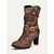 tanie Kowboj i zachodnie buty-damskie kowbojskie buty do połowy łydki w stylu western – brązowe, skórzane buty z paskiem na klamrę, grube obcasy na koncerty country, jesienne stylizacje i codzienne stroje na świeżym powietrzu