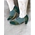 abordables Années 1950-chaussures oxford vintage à lacets en faux daim bicolore pour femmes – chaussures à talon carré vertes et bleu sarcelle d&#039;inspiration rétro pour une tenue décontractée et de bureau