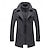 billige Trenchcoat for menn-Herre Vinterfrakk Vinterjakke Trenchcoat falske to stykker Ull Lomme Virksomhet Avslappet Arbeidstøy Lang Aktiv Årgang Mote Vindtett Varm Vinter Ensfarget Svart Navyblå Oransje Brun Pufferjakke