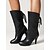 preiswerte Modische Stiefel-Schwarze Stiefel zum Schnüren und mit halbhohem Absatz für Damen – stylische Stiletto-Stiefel mit spitzer Spitze und seitlichem Schnürdetail für Herbst- und Winter-Outfits