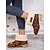 baratos Botas de neve e inverno-botas de inverno femininas com estampa de leopardo vermelho, forro de pele sintética e salto grosso – botas de neve quentes e elegantes