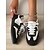 baratos Ténis de mulher-tênis feminino retrô preto e branco com cadarço - design casual de cano baixo com detalhes em camurça e tecido, sola confortável para uso diário e atividades esportivas