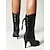 preiswerte Modische Stiefel-Schwarze Stiefel zum Schnüren und mit halbhohem Absatz für Damen – stylische Stiletto-Stiefel mit spitzer Spitze und seitlichem Schnürdetail für Herbst- und Winter-Outfits
