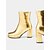 abordables Bottines-bottines métalliques dorées pour femmes – bottes tendance brillantes à talon bloc pour fêtes et occasions spéciales