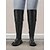 baratos Botas da moda-Botas femininas pretas de cano alto, extra largas, com fivela e zíper lateral – ajuste confortável para roupas casuais e do dia a dia
